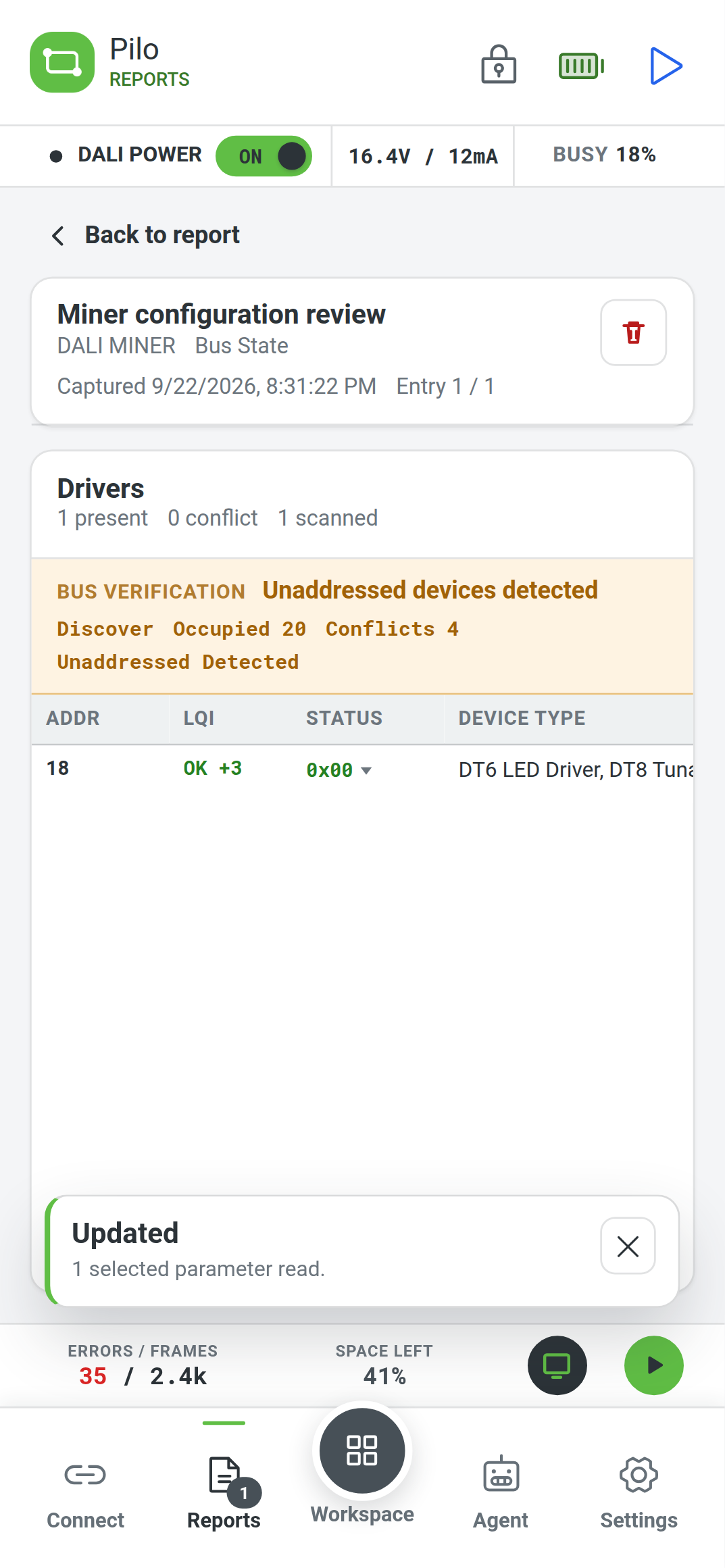 Reports interface
